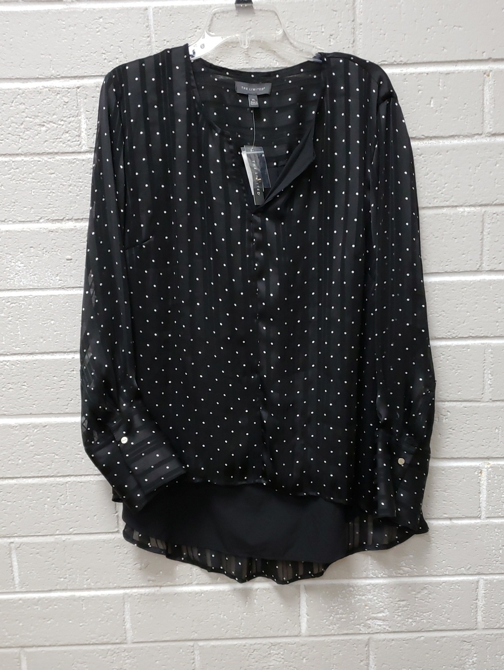 The Limited Black with White Dot Button-Front Blouse
